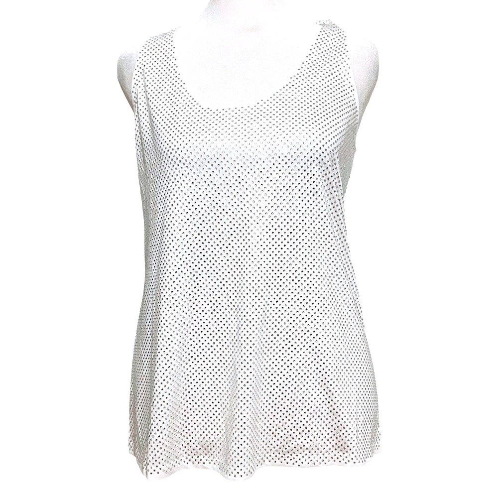 PINKO bakugan2 white silver metallic rhinestone crystal racerback tank top NWT S